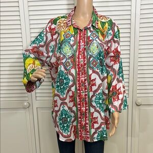 Antica Sartoria Medallions & Lemons Print Shirt with Beads & Sequins XL